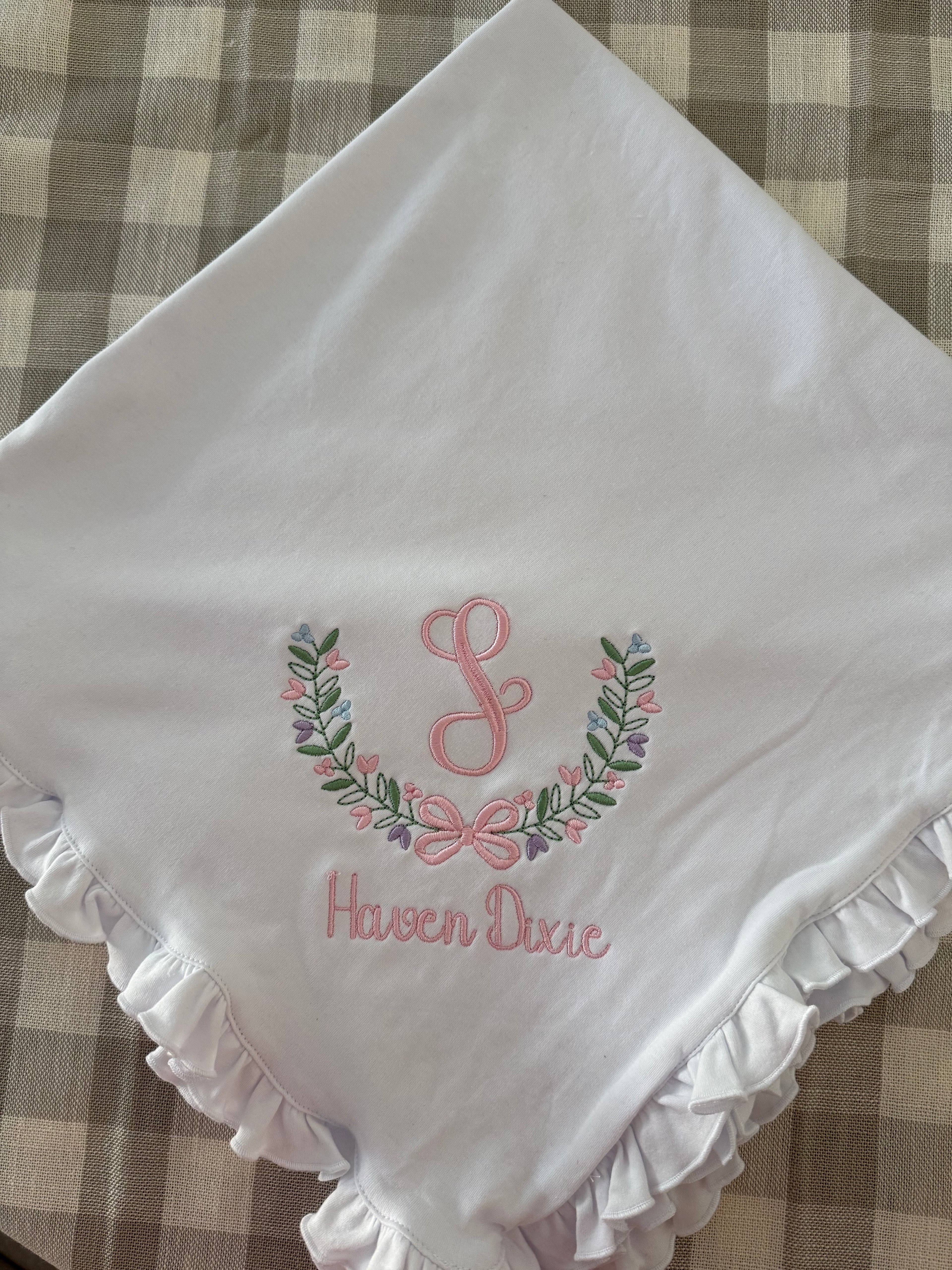 Sweet Beginnings Newborn Gown & Ruffle Blanket Set