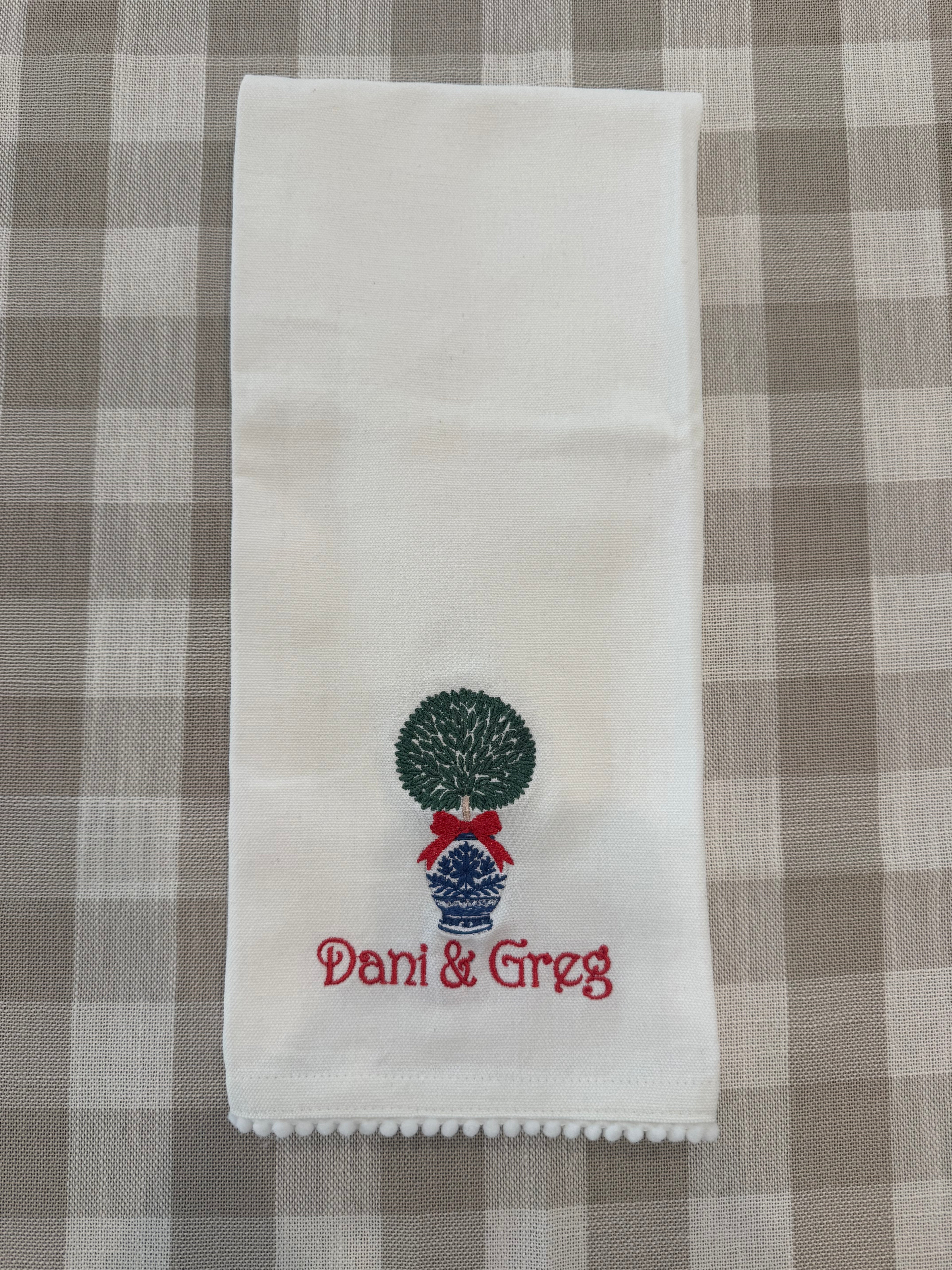 Merry & Bright Personalized Tea Towel