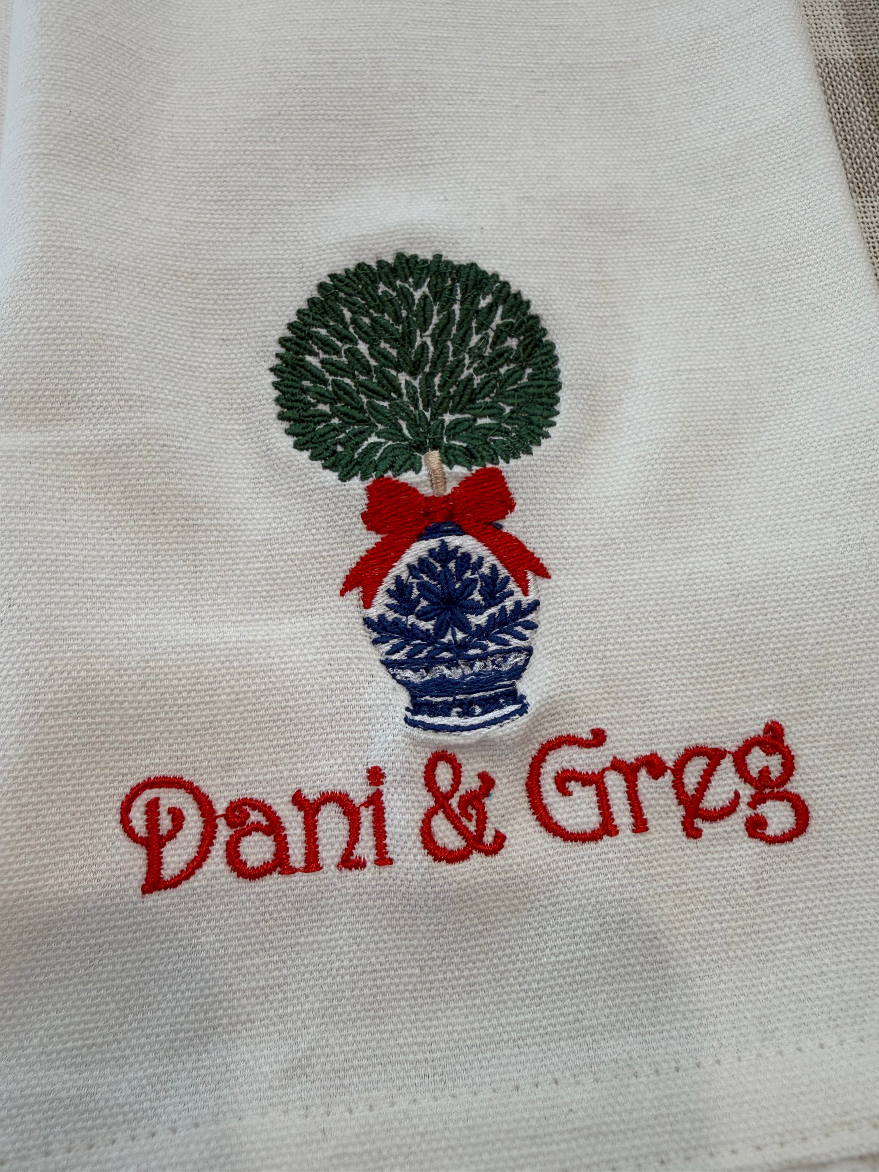 Merry & Bright Personalized Tea Towel