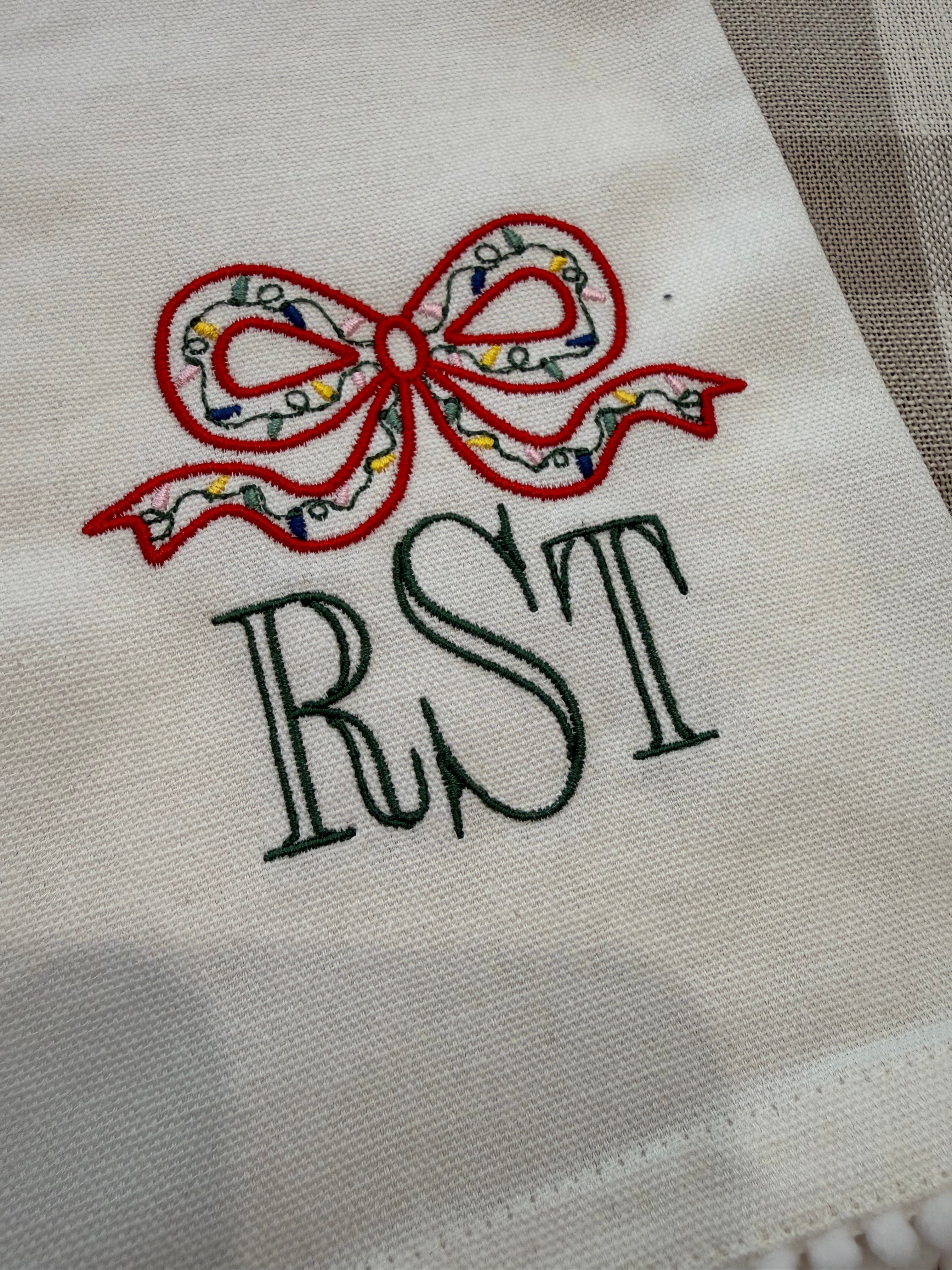 Merry & Bright Personalized Tea Towel