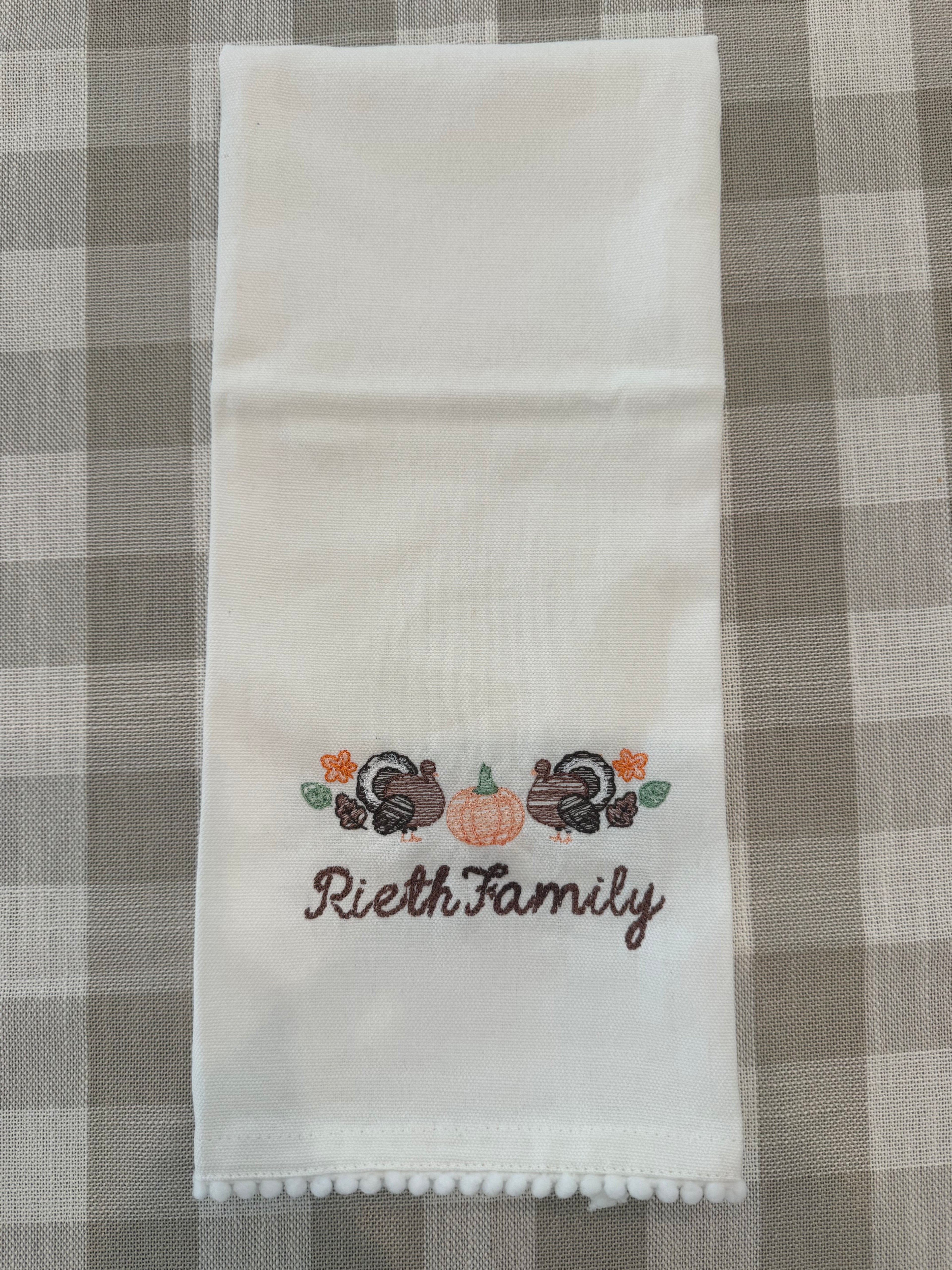Thanksgiving Family Personalized Tea Towel
