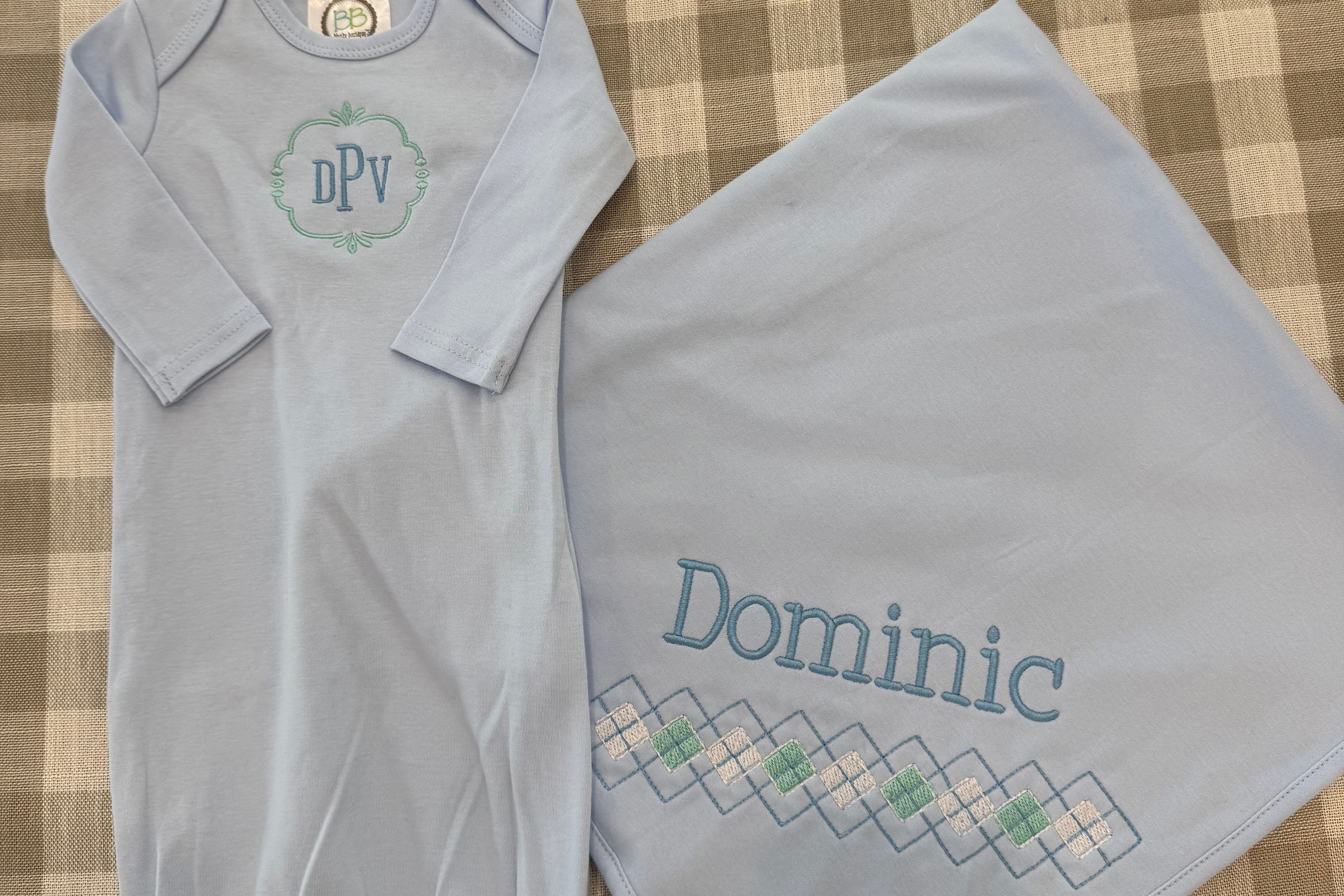 Blue Newborn Gown & Blanket Set