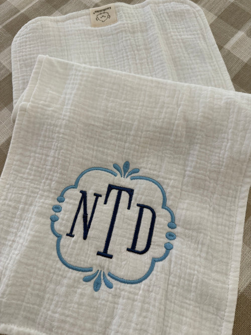 All Aboard Muslin Burp Cloths (Set of Two)