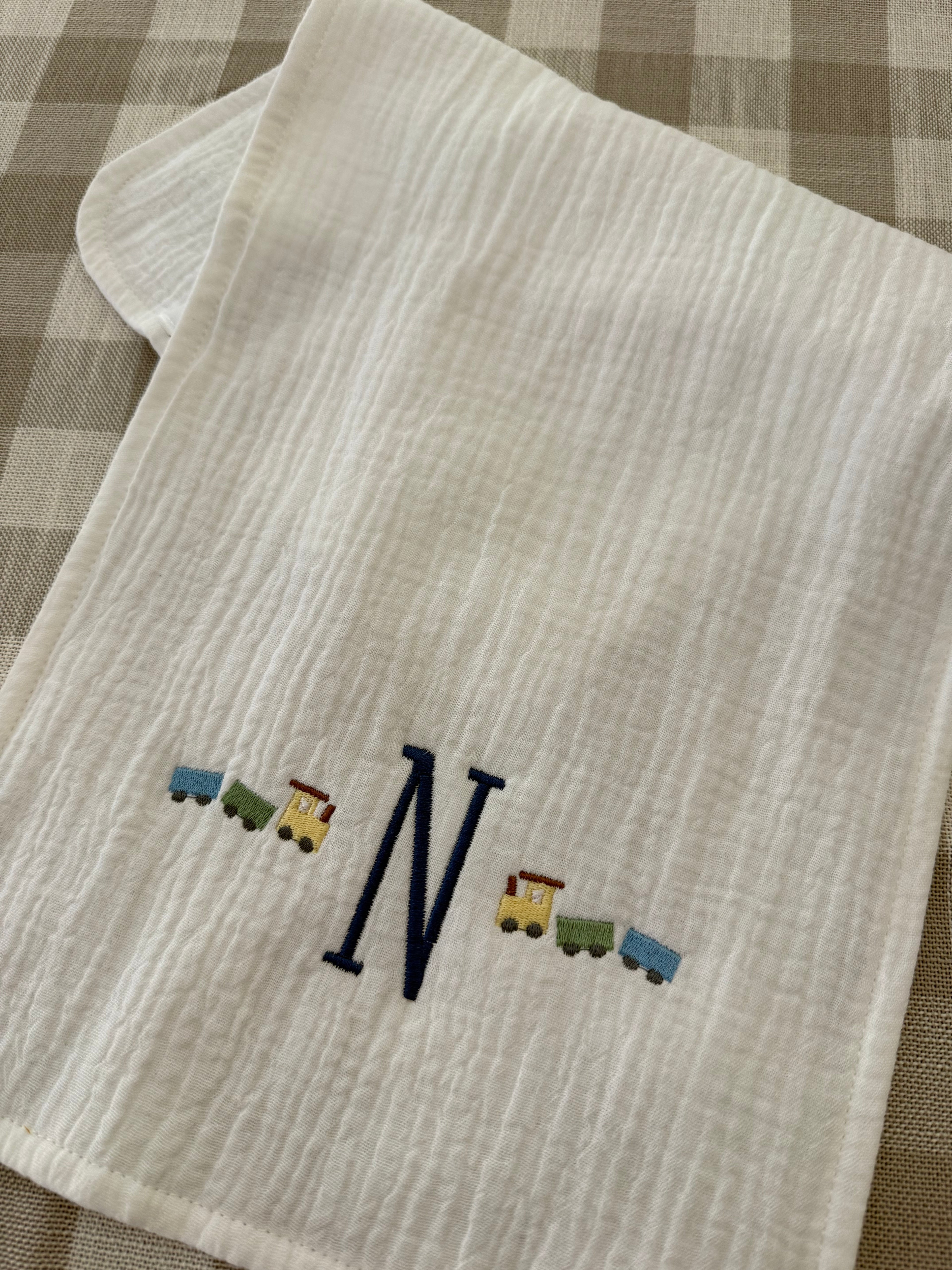 All Aboard Muslin Burp Cloths (Set of Two)