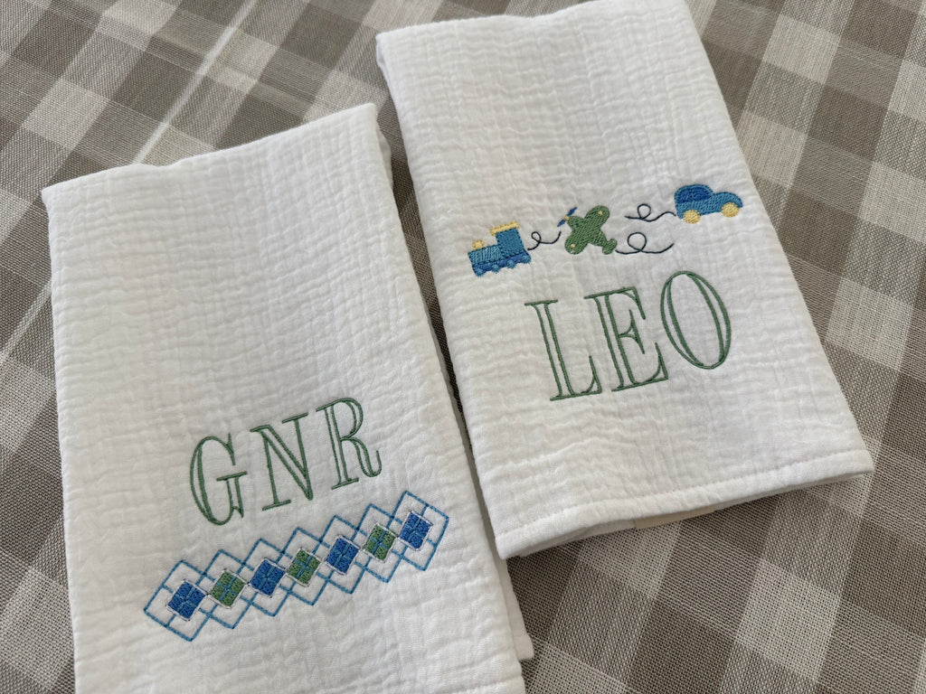 Planes, Trains & Automobiles Muslin Burp Cloths (Set of Two)