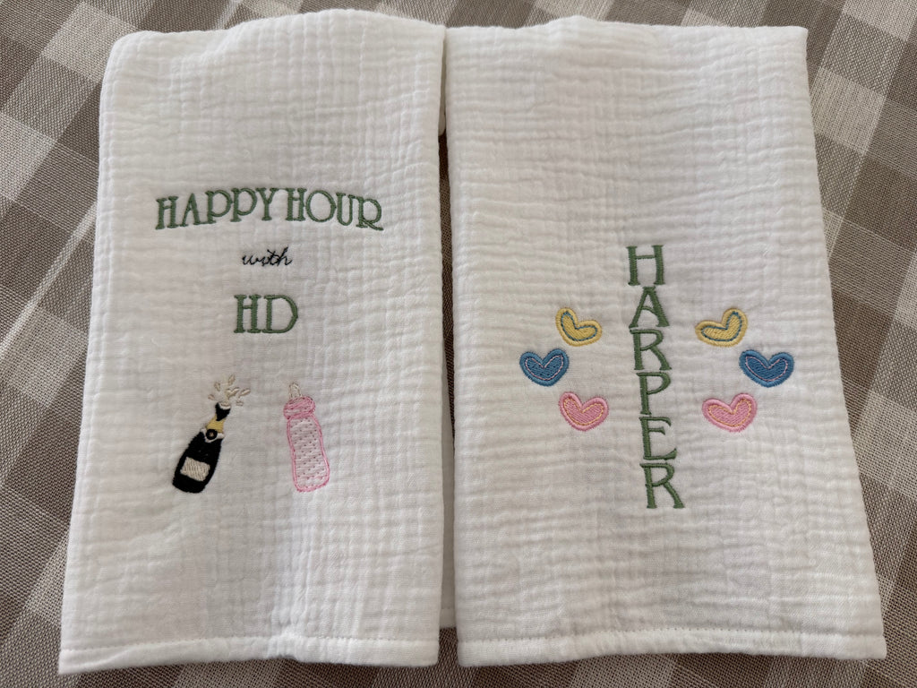 Happy Hour Muslin Burp Cloths (Set of Two)