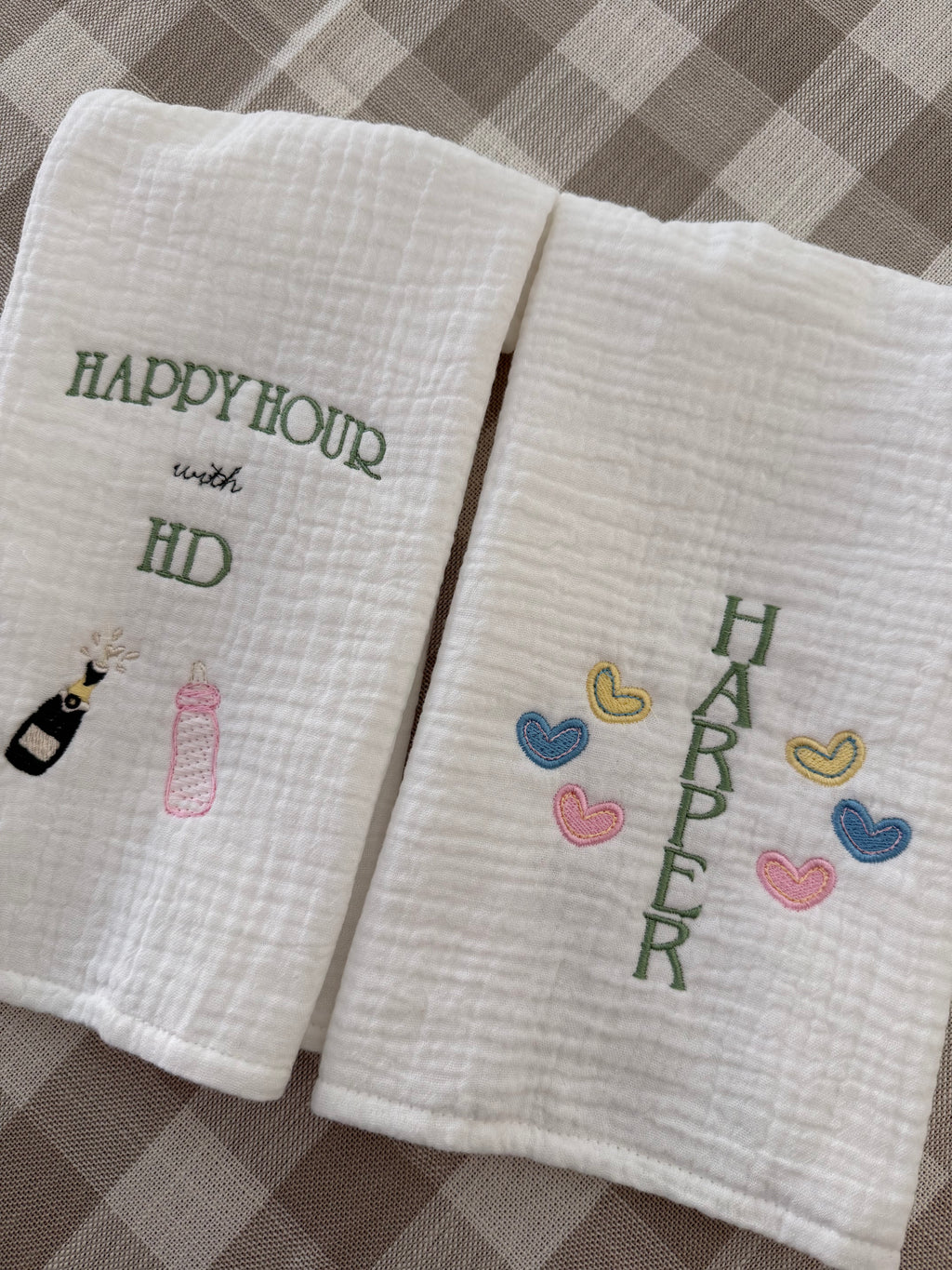 Happy Hour Muslin Burp Cloths (Set of Two)