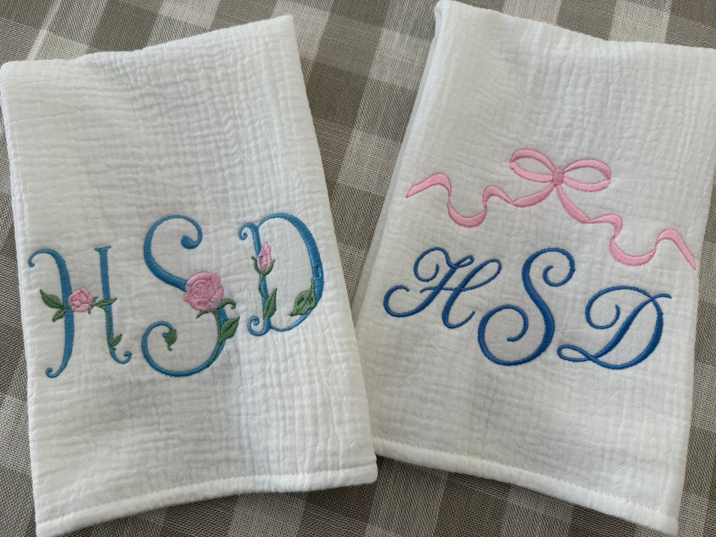 Blooms & Bows Muslin Burp Cloths (Set of Two)
