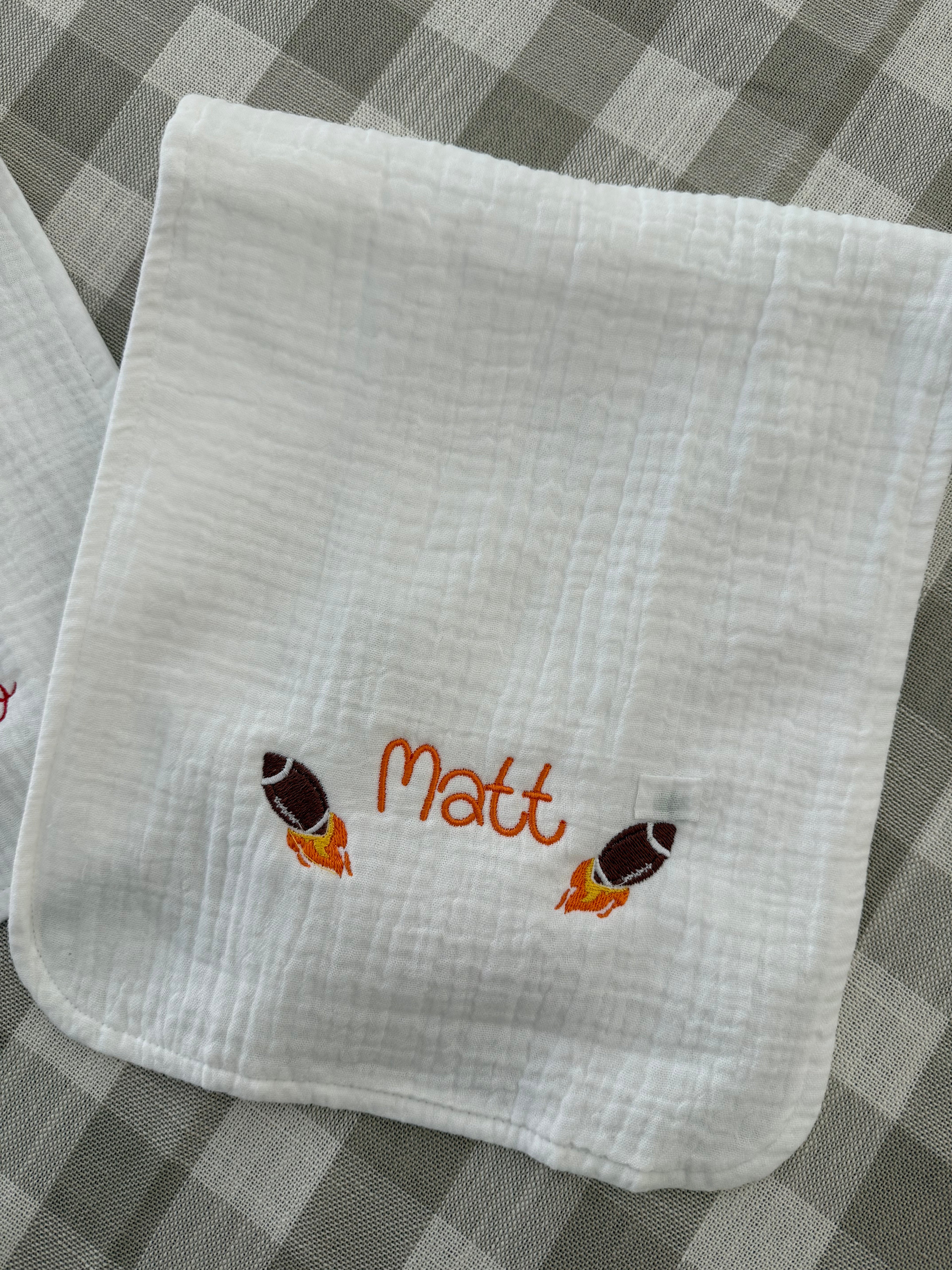 Sunday Funday Muslin Burp Cloths (Set of Two)