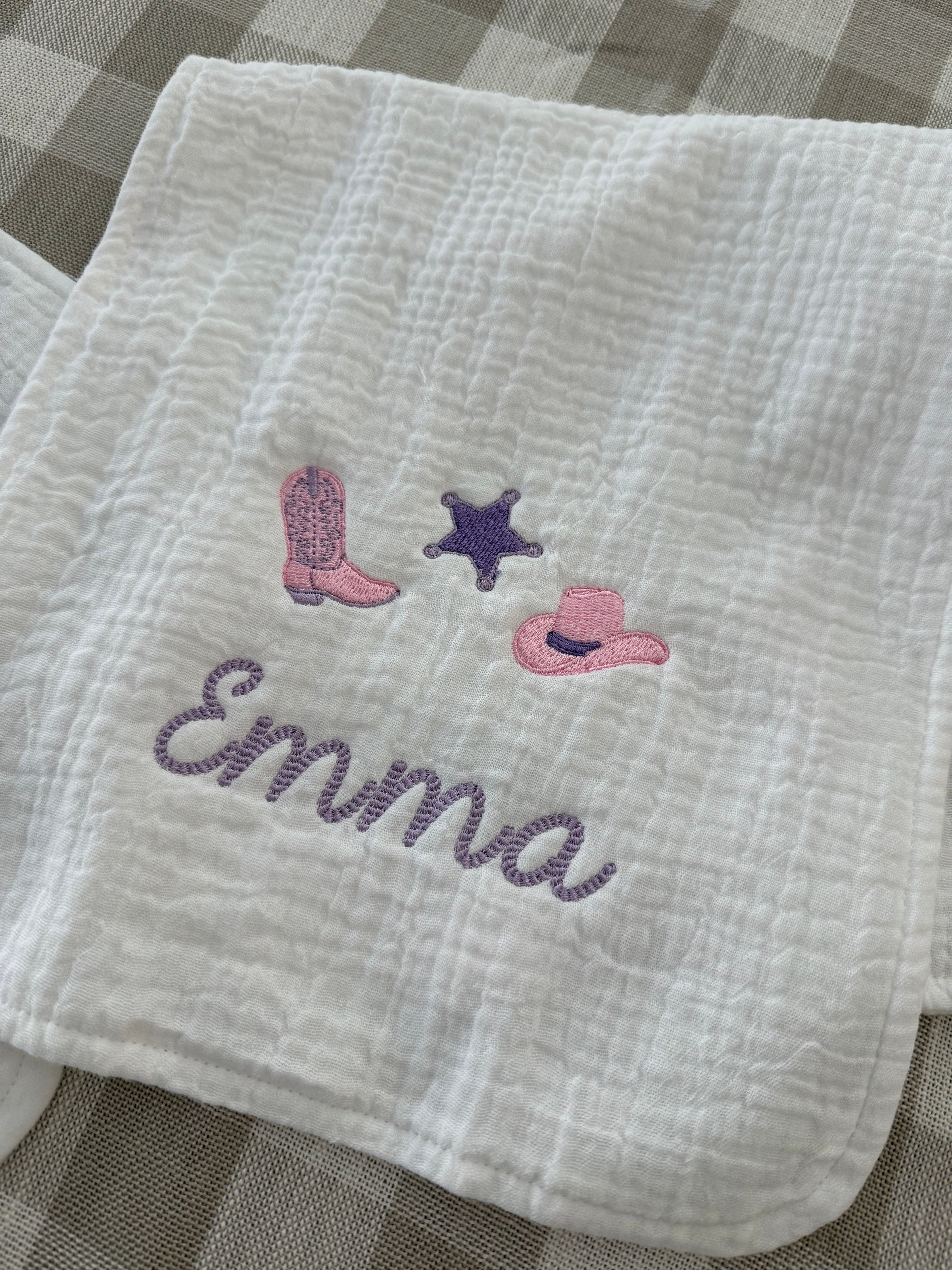Little Buckaroo Muslin Burp Cloths (Set of Two)